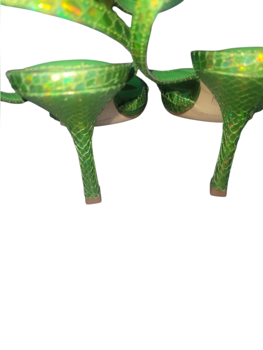 Marc Fisher Neon Green Iridescent Strappy Sandals Sz 8 1/2 M - Picture 6 of 9